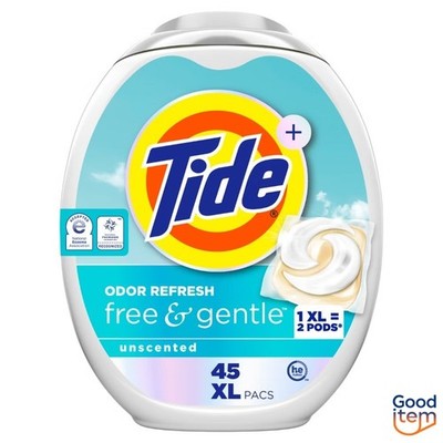 Tide Odor Refresh Free Concentrated Laundry Detergent Pods 45 Pacs - 66oz