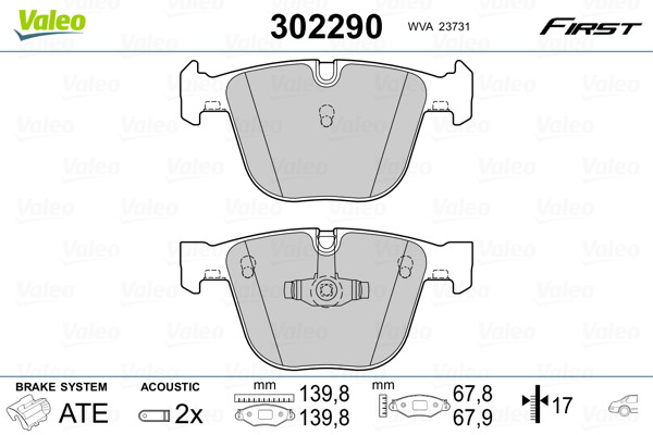 Plaquettes de frein VALEO 302290 pour stopper l'usure des freins sur BMW 7 et 5