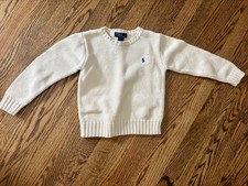 Polo Ralph Lauren Boys' Size 6 Cream Knit Sweater With Blue Pony
