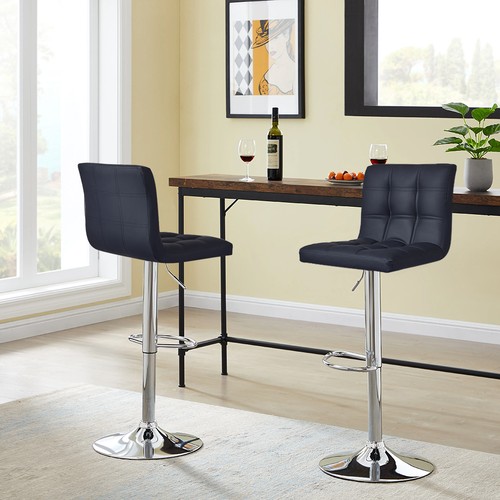Faux Leather Barstool Chrome Base Stool Counter Height Stool Breakfast Bar Chair - Picture 117 of 172
