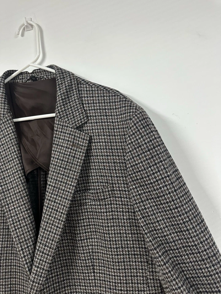 Bonobos Para Hombres 46R Marrón Gris Pata de Gallo Ajuste Estándar Mezcla de Algodón Foto 4 de 4