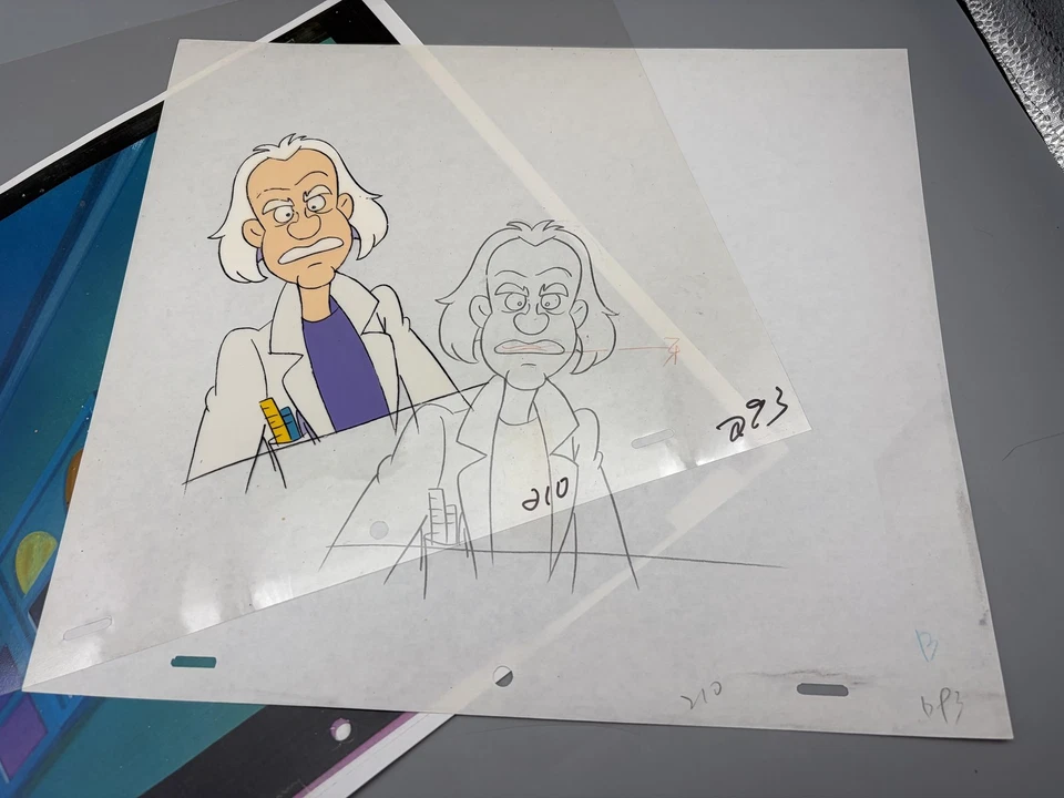 VTG Back to the Future Cartoon Doc Brown Animation Cel w/ Sketch Background #5 - Image 4 of 4