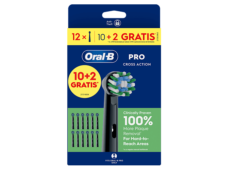 MediaMarkt Oral-B Recambio Para Cepillo Dental, Pro Crossaction, Cabezales De Recambio, Pack De 12 Unidades, Negro - Imagen 2