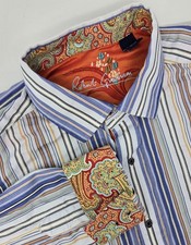 Robert Graham shirt Mens XL Classic Fit Striped Button Up Paisley Flip Cuff