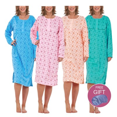 i-Smalls Damen Fleece Sun Print Thermo Nachthemd