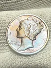 1924 Mercury Dime, Choice AU++ Tougher Date Toned