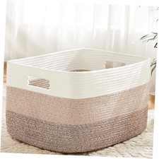 Blanket Basket,Rectangle Woven Baskets for Storage,Laundry Basket for 65L Brown