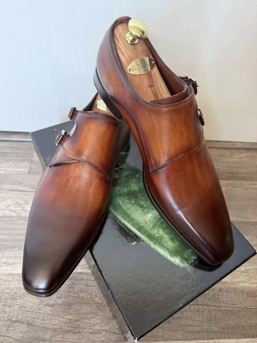 Magnanni Monk Strap Shoes 11 Brown Leather Patina Dress Luxury Dark Academia Magnanni Dark Brown Leather Monk Strap Chukka Boots | Jules B main image 4