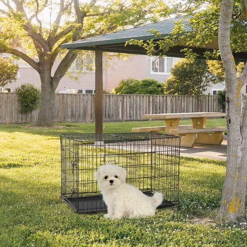 Dog Crate for Small Dogs 24 Inch Folding Metal WirePet Cage Double Door W/Div... - Picture 2 of 8