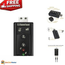 Plug Play 7.1 Surround Sound USB Adapter with LED Indicators - Travel-Friendly