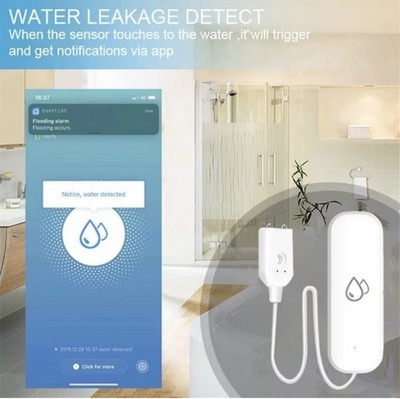 Smart Water Sensor Wassermelder WLAN kabellos Smart Life App-Alarm innen Weiß
