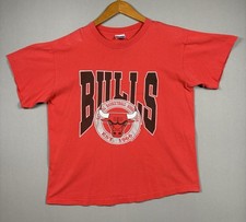 Vintage 90s 1990 Chicago Bulls Single Stitch T Shirt XL Red USA Made Trench Tag