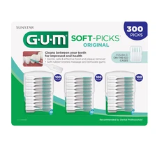 GUM Soft Picks 300 Dental Floss Picks w/ Cases Gum Stimulators Oral Care New