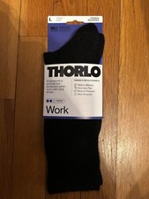 THORLO-UNISEX CREW WORK SOCKS-LARGE-BLACK-FITS M 9-12.5 / W 10.5-13-FREE- SHIP
