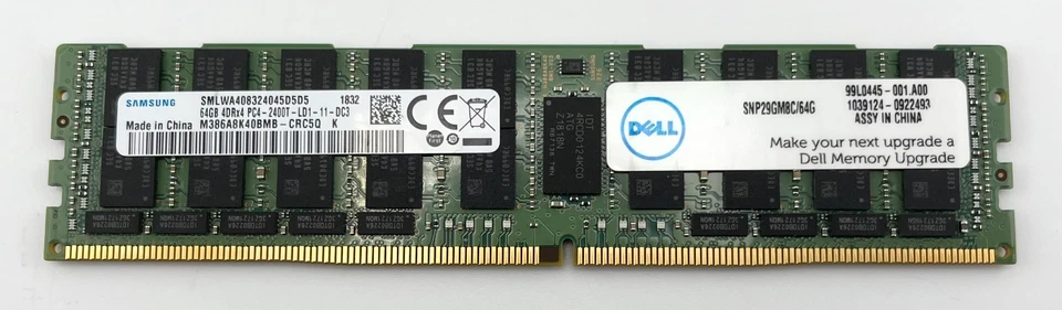 Dell SNP29GM8C/64 64GB 4DRx4 DDR4 2400MHz PC4-19200T ECC Registered Memory - Image 3 of 4
