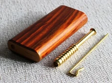 4" Cocobolo Wood Dugout with One Hitter-Slider Lid-American Crafted Stash Box