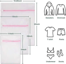 3X (Pick Size) Mesh Laundry Bags for Delicates Washing Clothes Wash Bag