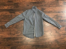 Kenneth Cole Dress Shirt - Black / White Flower Pattern - Men's L Slim Fit