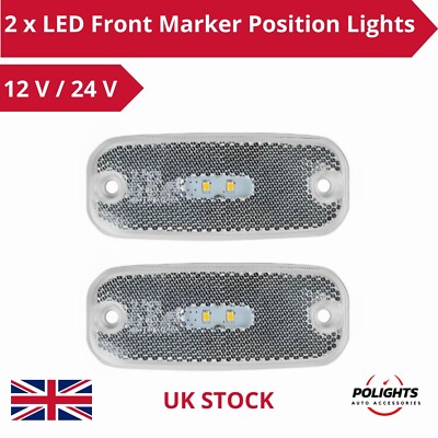 2 x weiße ovale LED Frontmarkierungs Positionsleuchte Lampe 12V-24V Anhänger LKW Camper