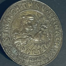 Vtg ANTIQUE POPEYE BRASS BELT BUCKLE - U.S. SPINACH GROWERS ASSN. 4 Dia