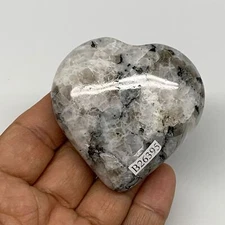 110.3g, 2.3"x2.3"x0.9", Rainbow Moonstone Heart Crystal Gemstone @India, B26395