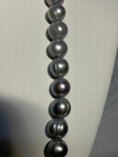 NEW PALE GREY HONORA PEARLS 34" STRAND WITH TAG -8MM PEARLS - Picture 2 of 4