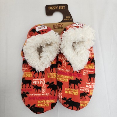 Lazy One Fuzzy Feet Slippers Womens House Shoes. Choose Size. ''Dont Moose w/me''