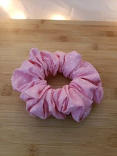 Handmade Women Girl Unisex Teen Scrunchie Light Pink Polka Dots Regular Size New