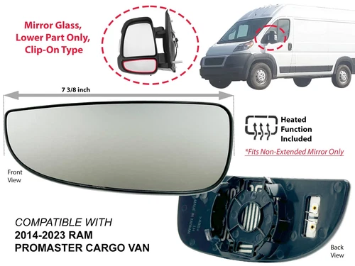 For Lower Part Mirror Glass 2014-2023 RAM PROMASTER 1500 2500 3500 Driver Side