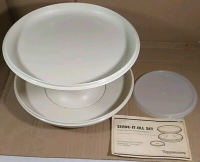 Serve It All Tupperware Pedestal Cake Platter Chip Dip Party Set