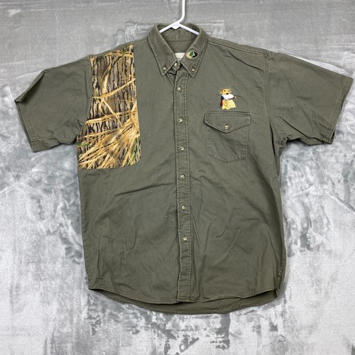 Webbed Foot Shooting Shirt Men's Large Green Made In USA Embroidered Lab Dog