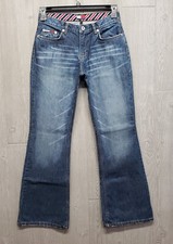 Vtg Tommy Hilfiger Jeans Womens 7 Boot Flare Stone Wash Whiskering Juniors 28x31