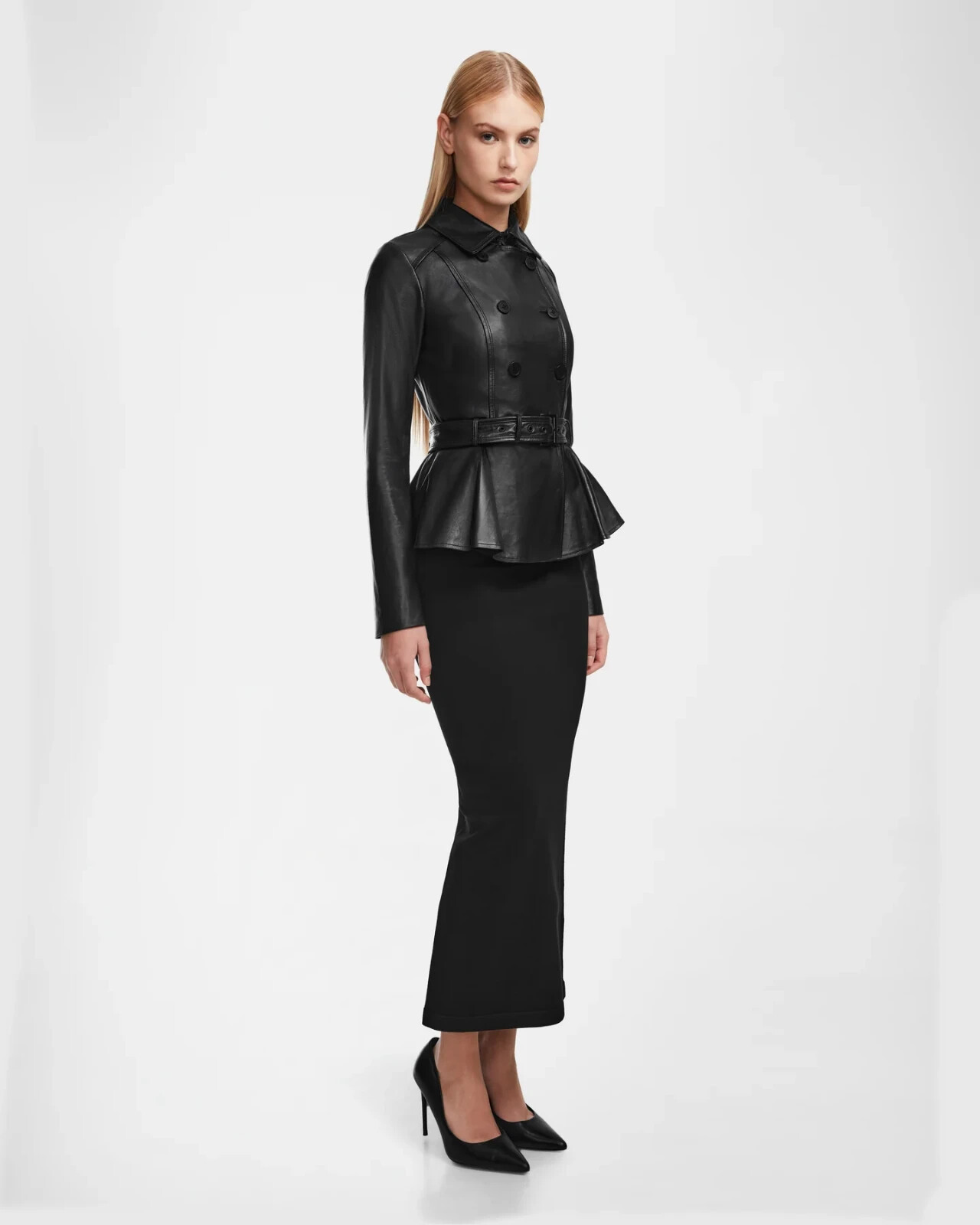 Rudsak Black Leather Gabrielle Peplum Jacket Sz S $1095 NEW image 3