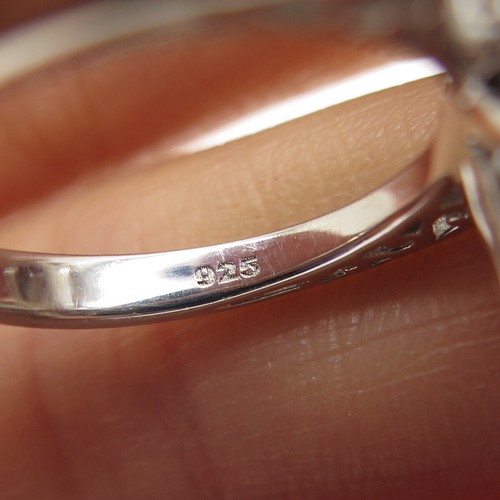 925 Sterling Silver Real Smoky Quartz & White Topaz Ring Size 7 - Picture 7 of 8