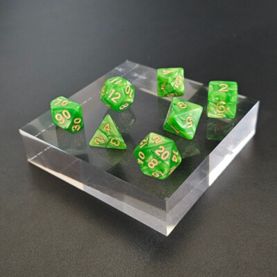 Full Set of Dice - Green Dragon Scale - D4 through D20 - Dungeons & Dragons D&D