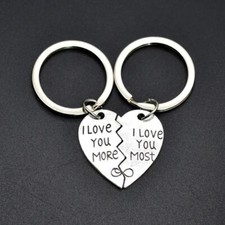 I Love You More I Love You Most Broken Heart Charm Key Ring Keychains Couple New