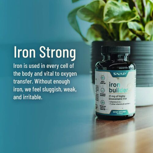 Iron Builder Natural 21mg Absorbs Quick Increase Energy Snap Supplements - 2pk - Picture 2 of 6