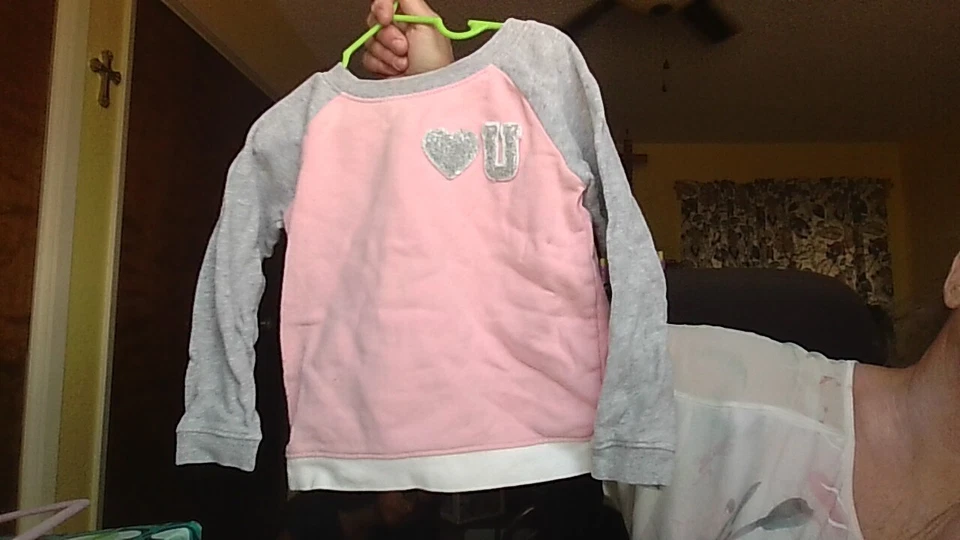 ¡LINDO! BLING HEART! Sudadera Carter's 4T Love U Rosa y Gris Larga Slv Pull-Over Foto 3 de 4