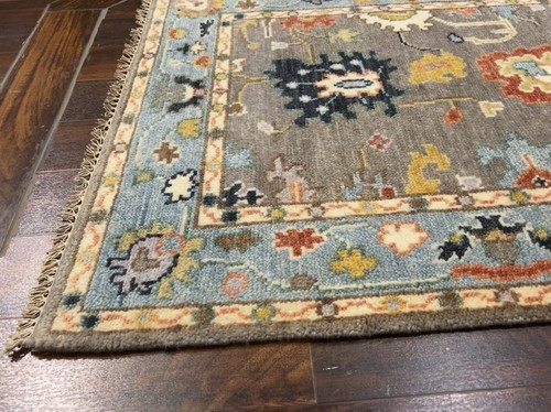 Colorful Hand Knotted Turkish Oushak Heriz Geometric Area Rug Carpet 3’1x5’2,77 - Picture 5 of 12