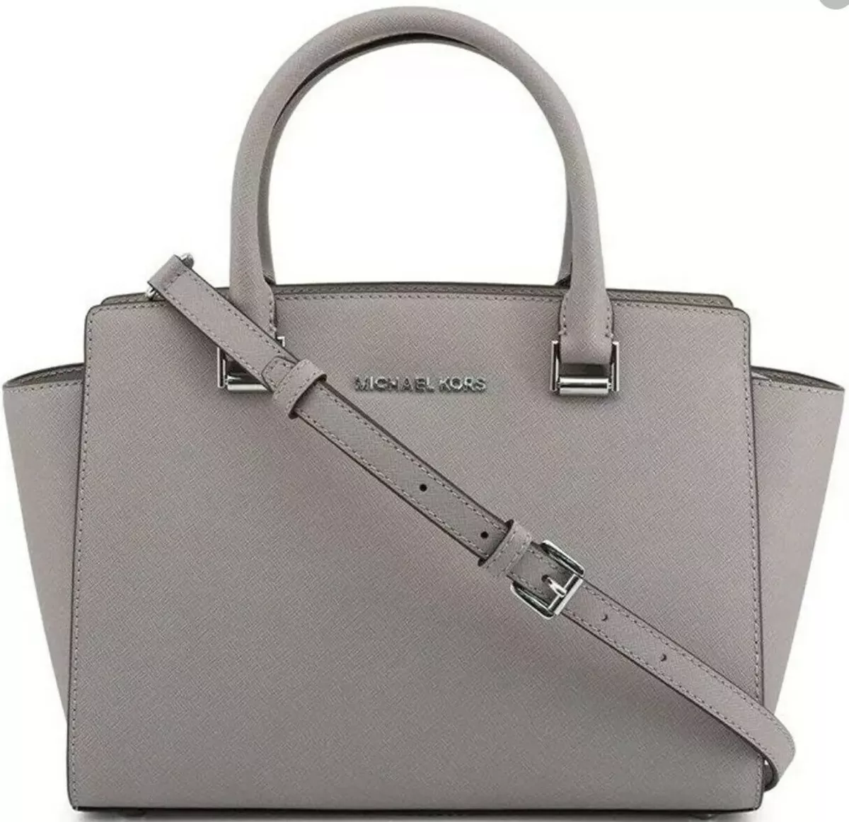 Michael Kors Selma Saffiano Leather Top Zip Satchel Grey eBay