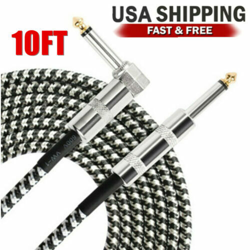 10ftNOISELESSElectricGuitarBassCablePedalAMPCord14NEW