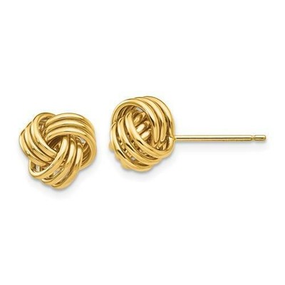 14k Yellow Gold Love Knot Design 9mm Diameter Halo Stud Earrings Push Backs Gift Ebay