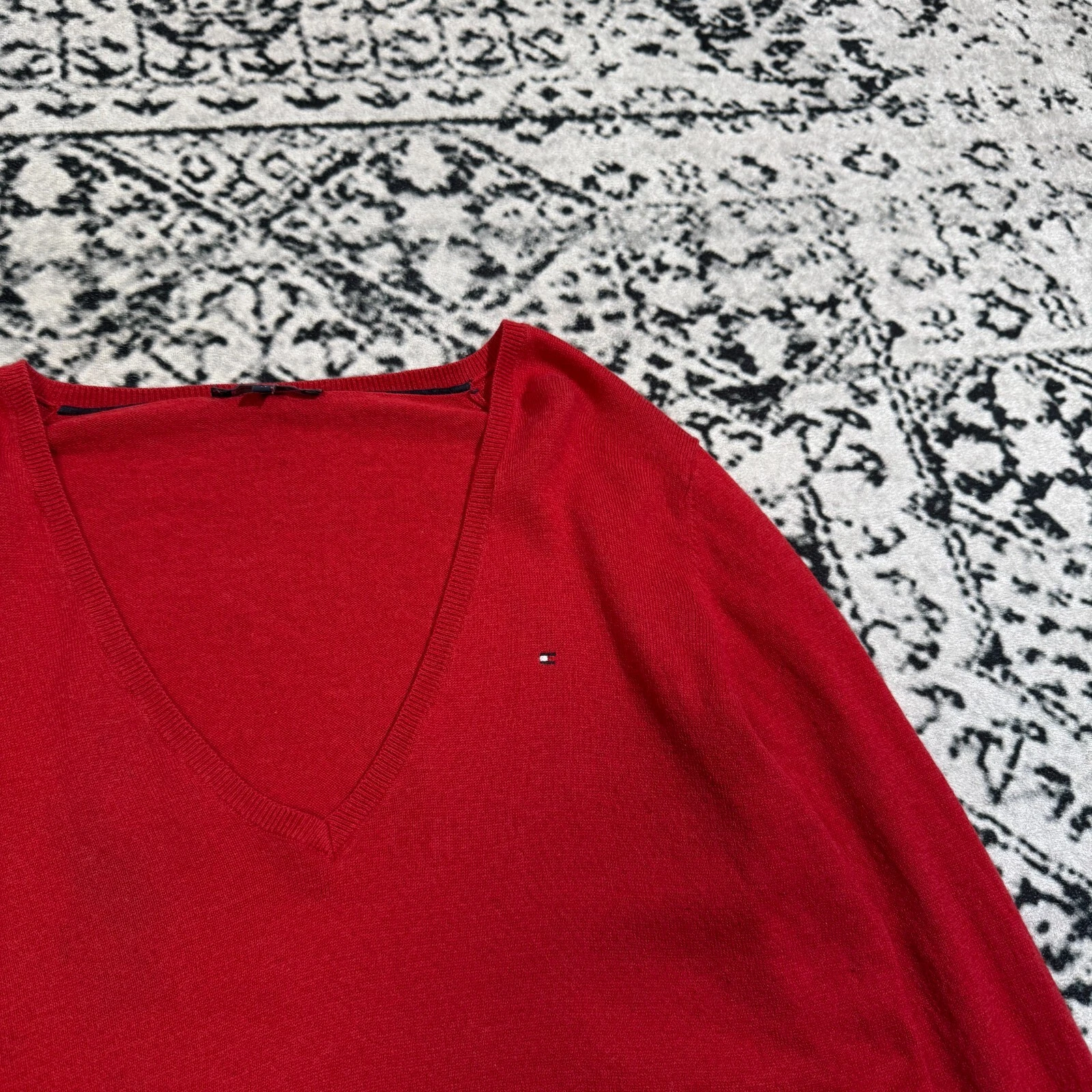 GUCCI Maglione vintage Tommy Hilfiger unisex rosso cotone taglia XL vestibilità regolare