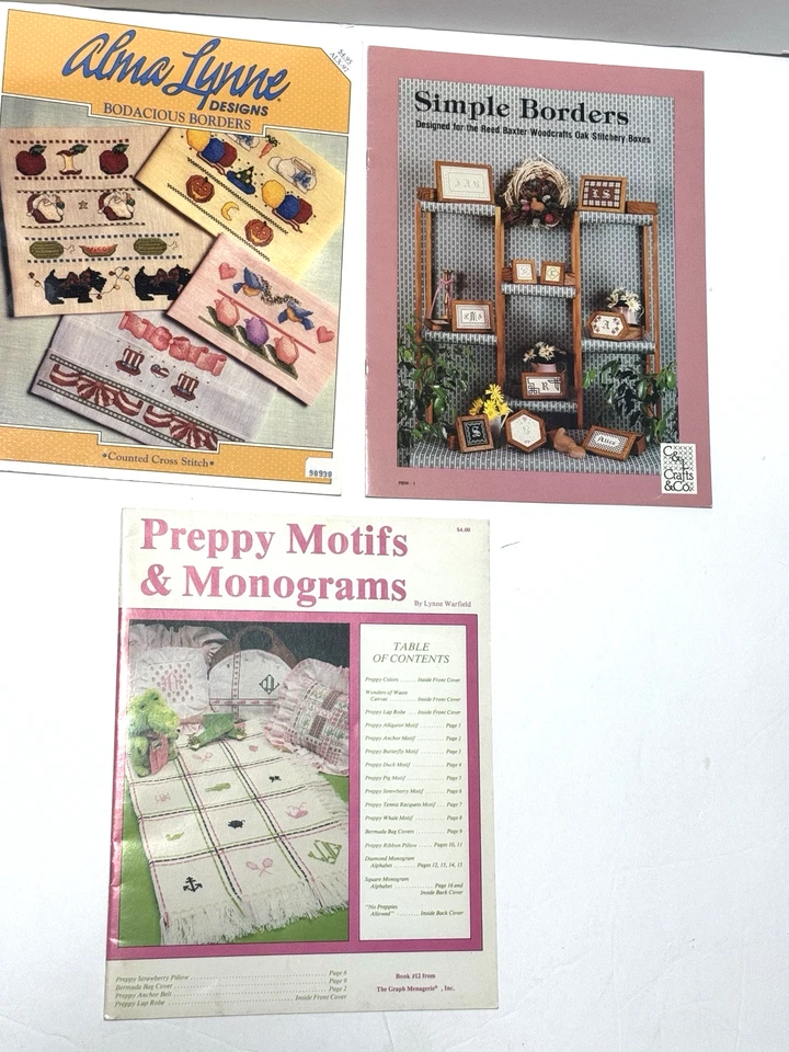 Lot of  9 Vintage Designs Cross-Stitch Alphabet, Borders, Monograms, Kitchen - Image 4 of 4