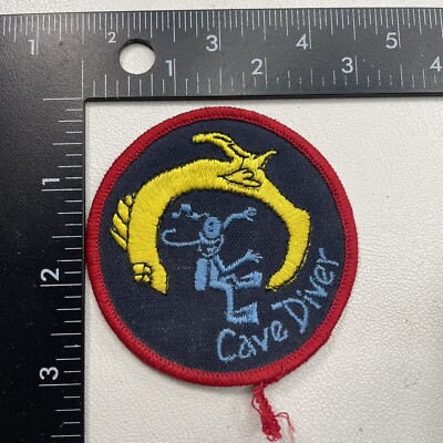 Vintage Humorous SCUBA DIVING CAVE DIVER Underwater Creature Patch 29KB