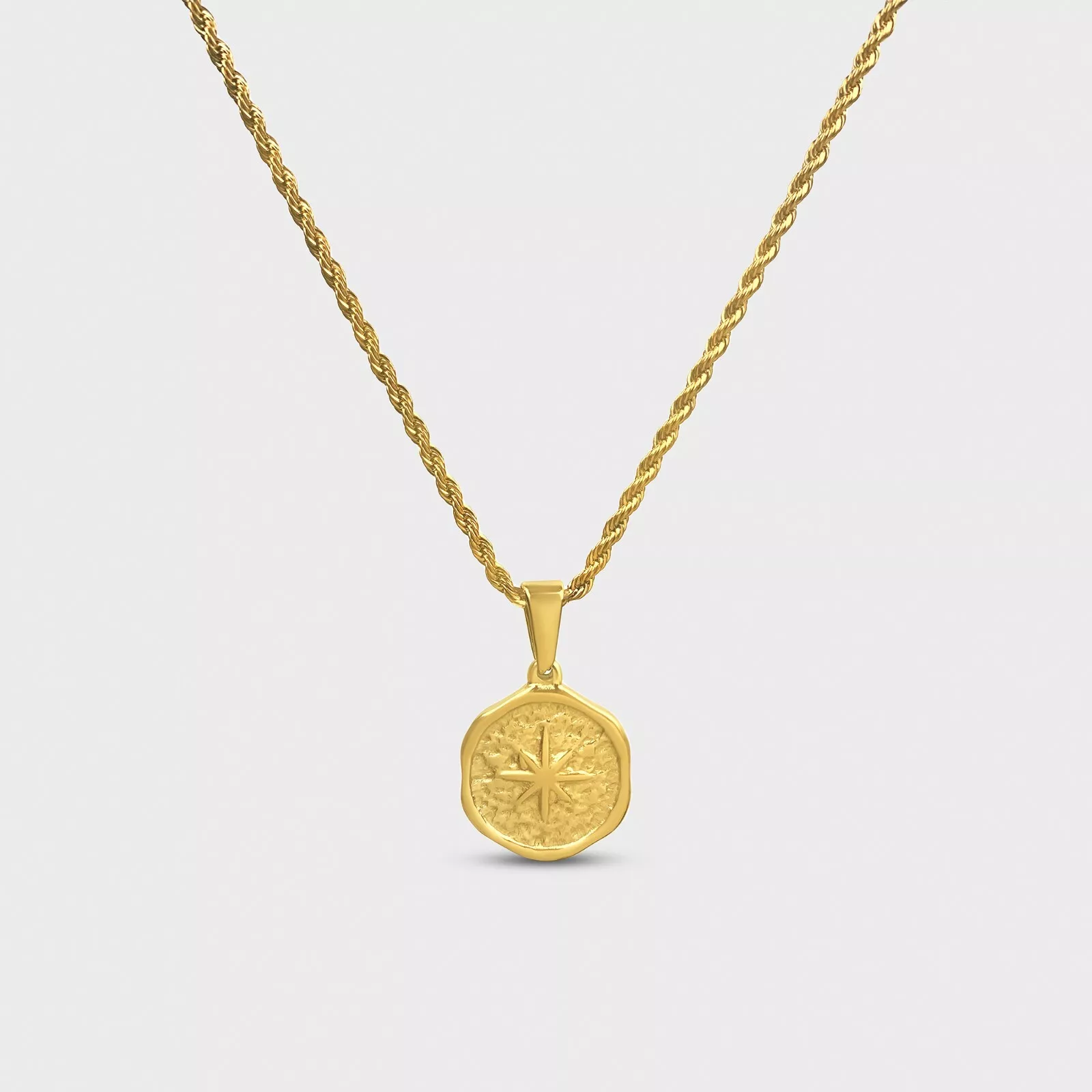 Pendentif charme collier North Star or 18K en acier inoxydable pour hommes et femmes
