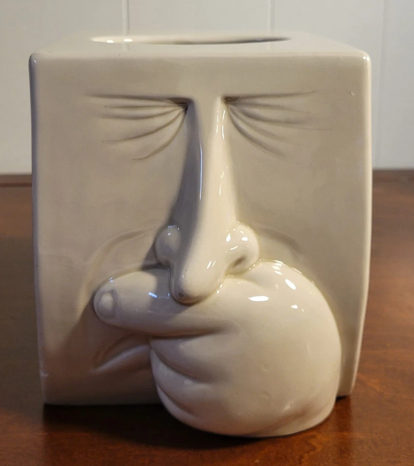 Vintage 1980's Fitz And Floyd Sneezing Man Ceramic Tissue Box Cover - Image 2 of 4