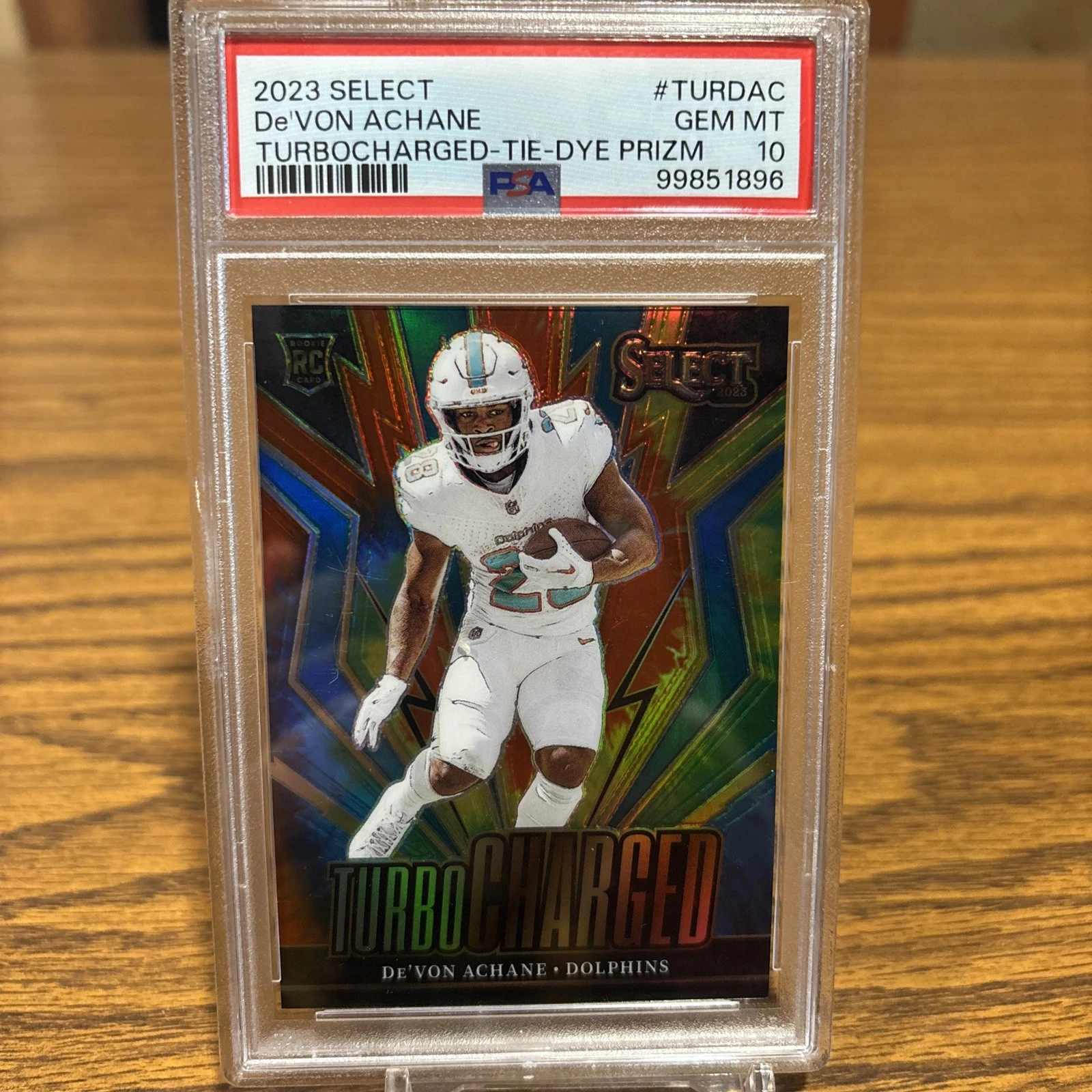 De'Von Achane Panini Select Turbocharged #TURDAC Tie-Dye Prizm