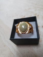 Natural Irish Marble and Cambodian Zircon, Signet ring, size V/W, 11 - New.