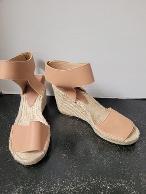 Vince Sophia Nude Espadrille Wedge Sandals Hook And Loop Closure Size 7